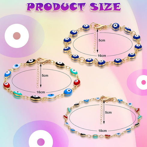 SATINIOR 9 Pieces Evil Eye Bracelet Handmade Evil Eye Beads Bracelet Evil Eye Chain Bracelet Adjustable Amulet Jewelry Evil Eyes Bracelets for Wom...